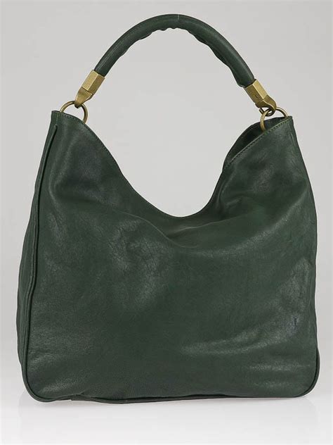 Yves Saint Laurent Hunter Green Leather Roady Bag